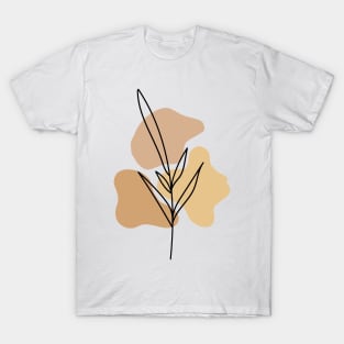 Minimal Modern  Abstract Shapes  leave  Warm Tones  Design T-Shirt